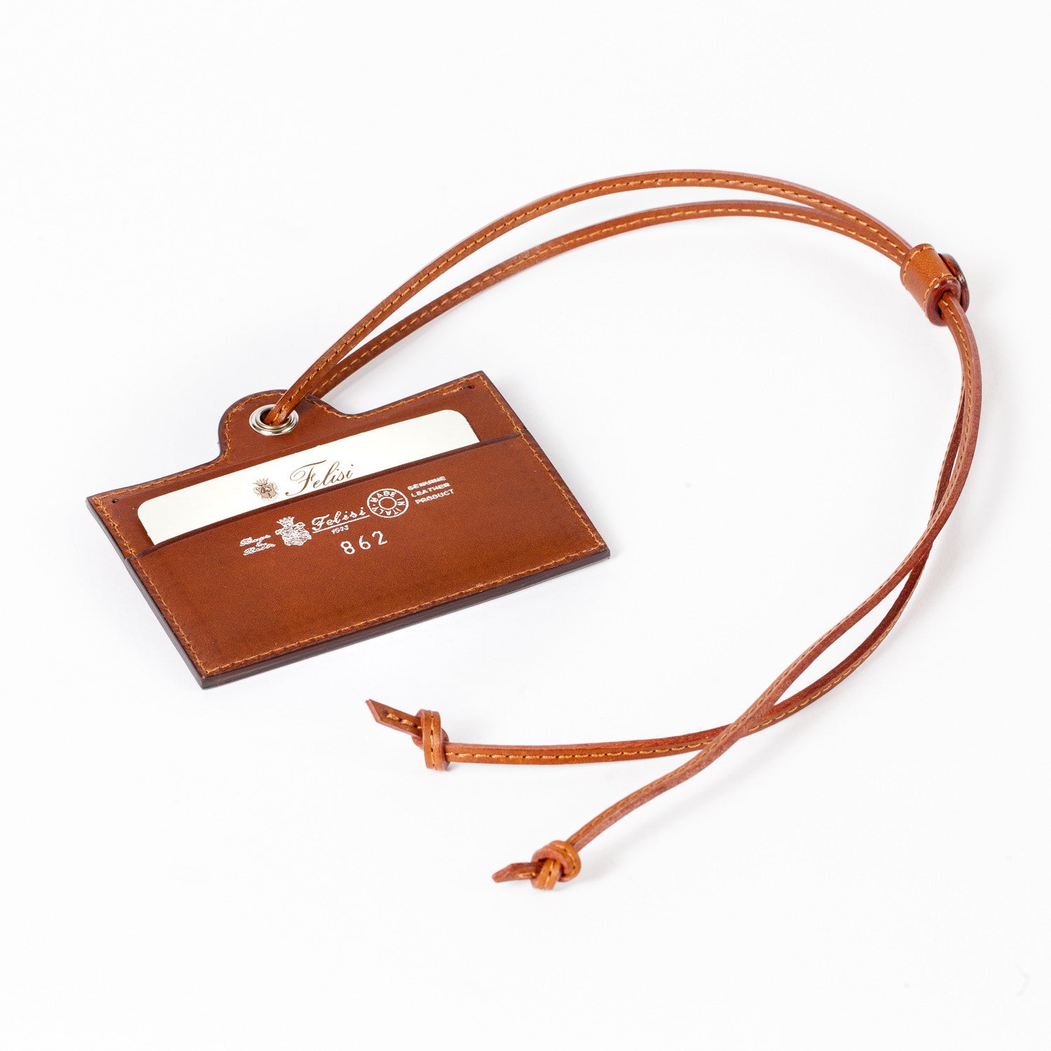 Pendant "Travel Tag" made from Grained Calfskin - handmade